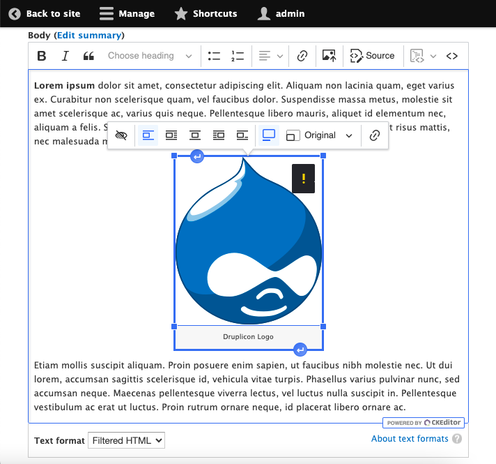 Editing an image that has been uploaded using CKEditor 5 for Drupal 7