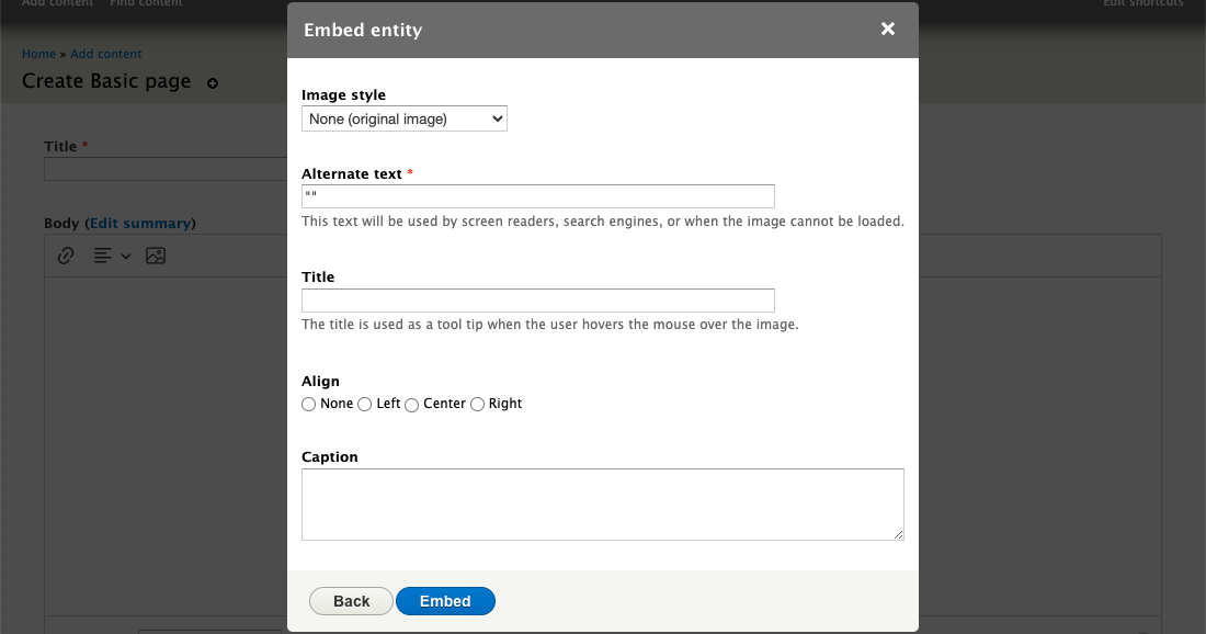 Configuring the display settings for an entity embedded using CKEditor 5.